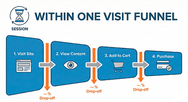 Session funnel drop-offs